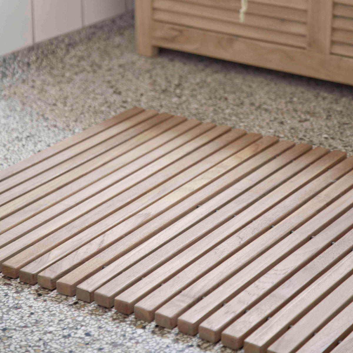 BADTEPPICH Naturfarben, Teakfarben  - Naturfarben/Teakfarben, Design, Holz (40/2,5/40cm) - Livetastic