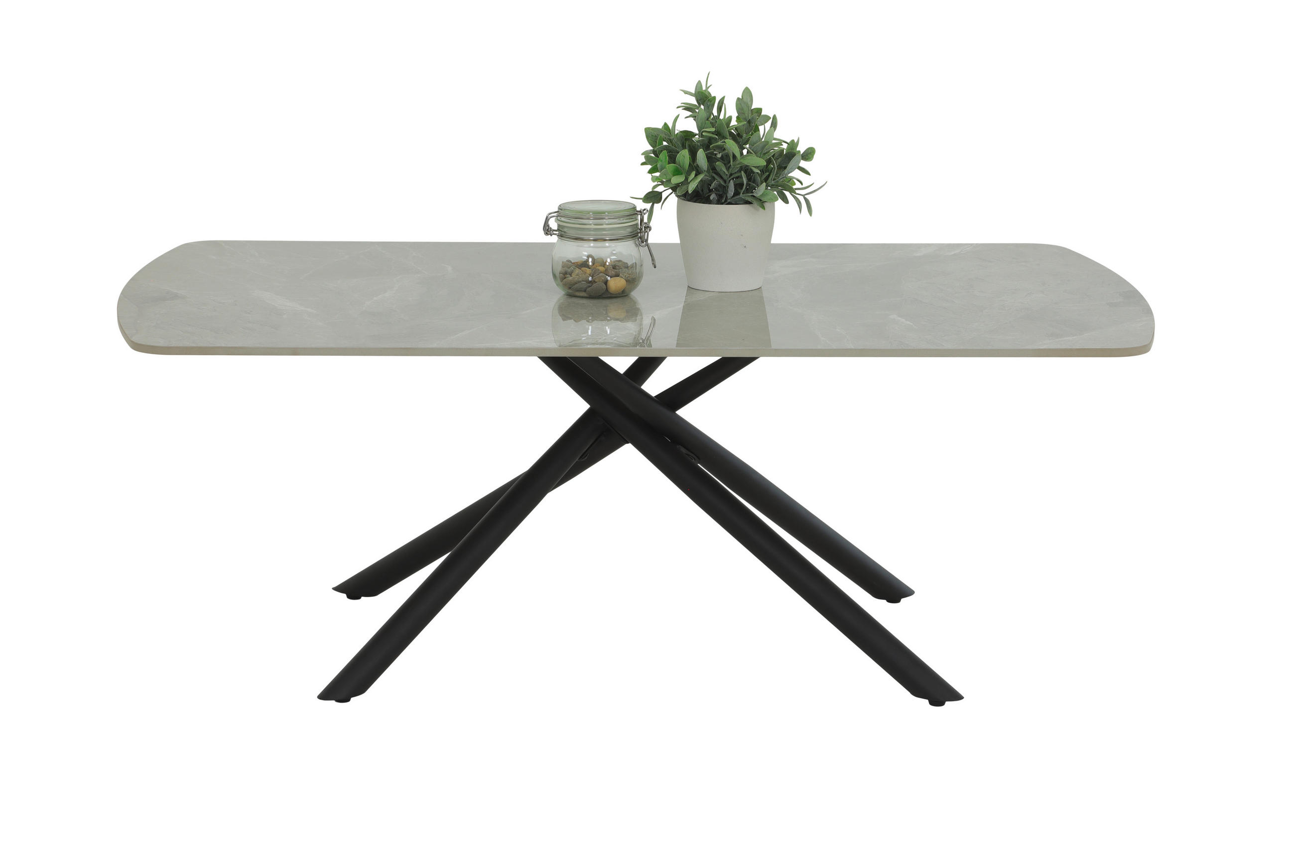 COUCHTISCH 120/68/44 cm oval Grau, Schwarz  - Schwarz/Grau, Basics, Stein/Metall (120/68/44cm) - Boxxx