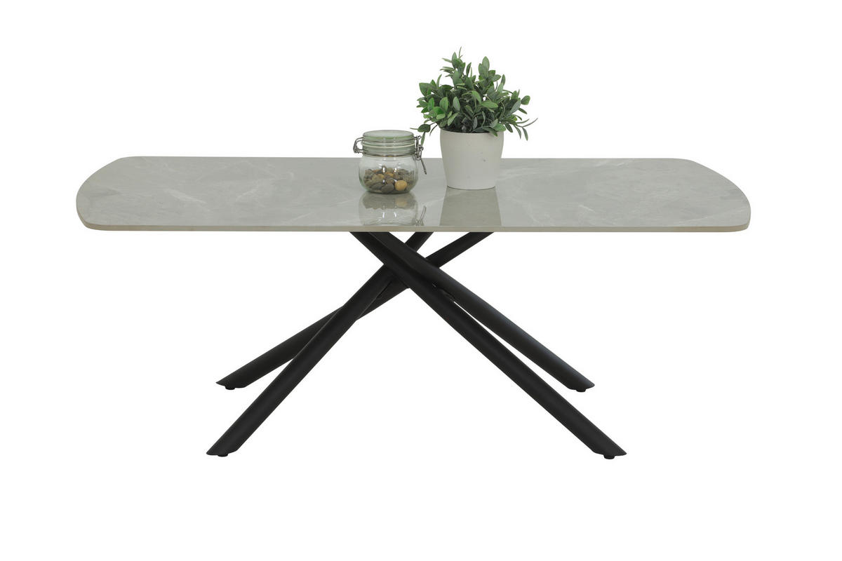COUCHTISCH 120/68/44 cm oval Grau, Schwarz  - Schwarz/Grau, Basics, Stein/Metall (120/68/44cm) - Boxxx