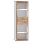 REGAL  65,5/198,3/41,3 cm Weiß, Eichefarben  - Eichefarben/Silberfarben, MODERN, Holzwerkstoff/Kunststoff (65,5/198,3/41,3cm) - Xora