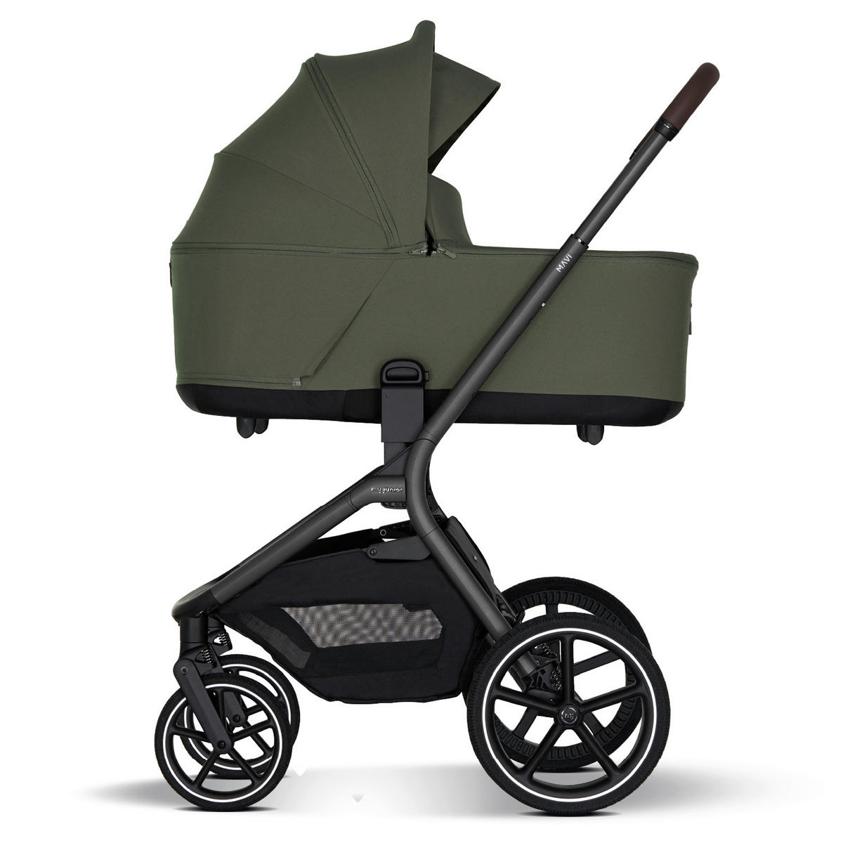 KINDERWAGENSET MAVI 3in1 Premium  - Anthrazit/Olivgrün, Basics, Textil/Metall (92/55/110,5cm) - My Junior