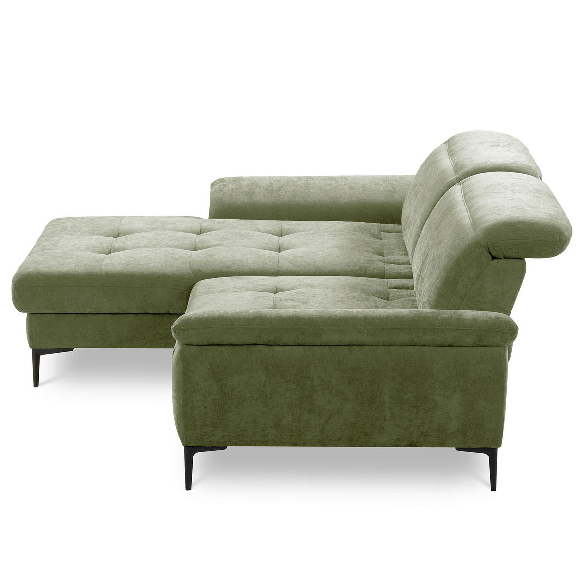 ECKSOFA  Webstoff Grün  - Schwarz/Grün, Design, Textil/Metall (195/268cm) - Livetastic