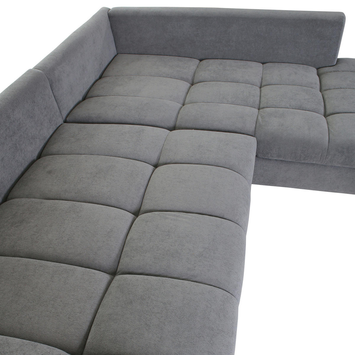 ECKSOFA Grau Flachgewebe  - Schwarz/Grau, Design, Textil/Metall (307/224cm) - Stylife