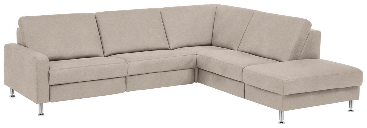 ECKSOFA in Mikrofaser Beige  - Beige/Alufarben, Design, Textil/Metall (275/242cm) - Dieter Knoll