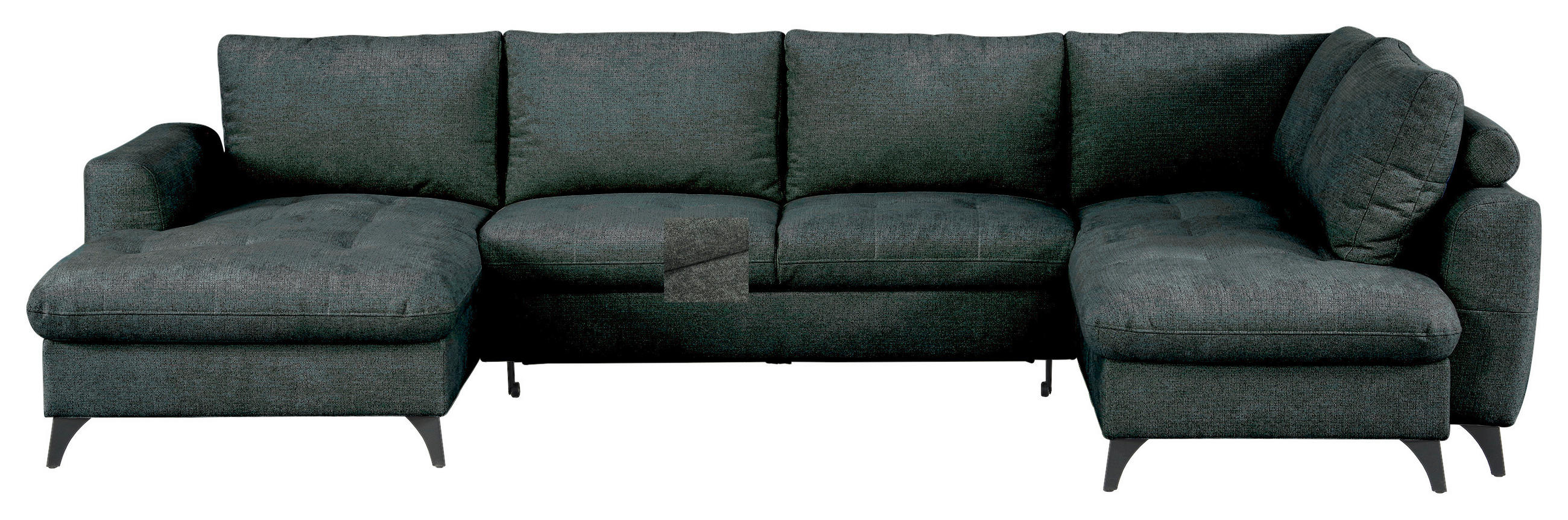 WOHNLANDSCHAFT Grau Chenille  - Schwarz/Grau, KONVENTIONELL, Textil/Metall (160/340/188cm) - Xora