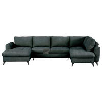WOHNLANDSCHAFT Grau Chenille  - Schwarz/Grau, KONVENTIONELL, Textil/Metall (160/340/188cm) - Xora