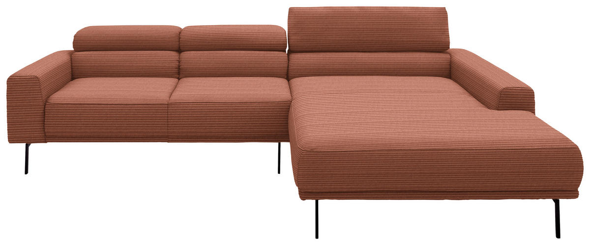 ECKSOFA Cord Rostfarben  - Rostfarben/Schwarz, Design, Textil/Metall (293/215-217cm) - Schöner Wohnen