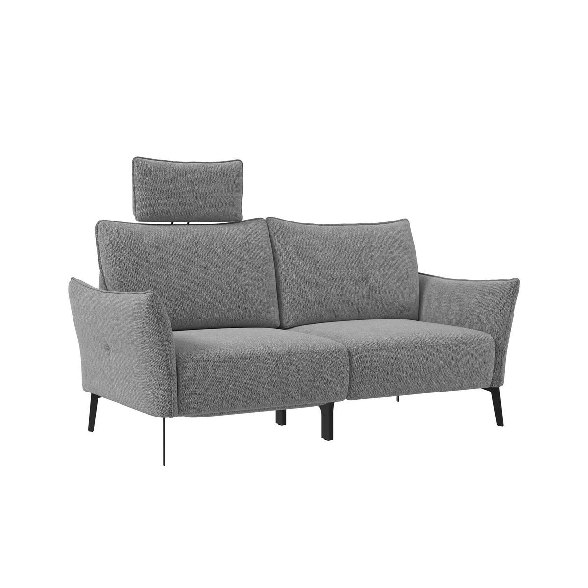 3-SITZER-SOFA  in Chenille Grau Modern  - Schwarz/Grau, KONVENTIONELL, Textil/Metall (184/90/92cm) - Elegando