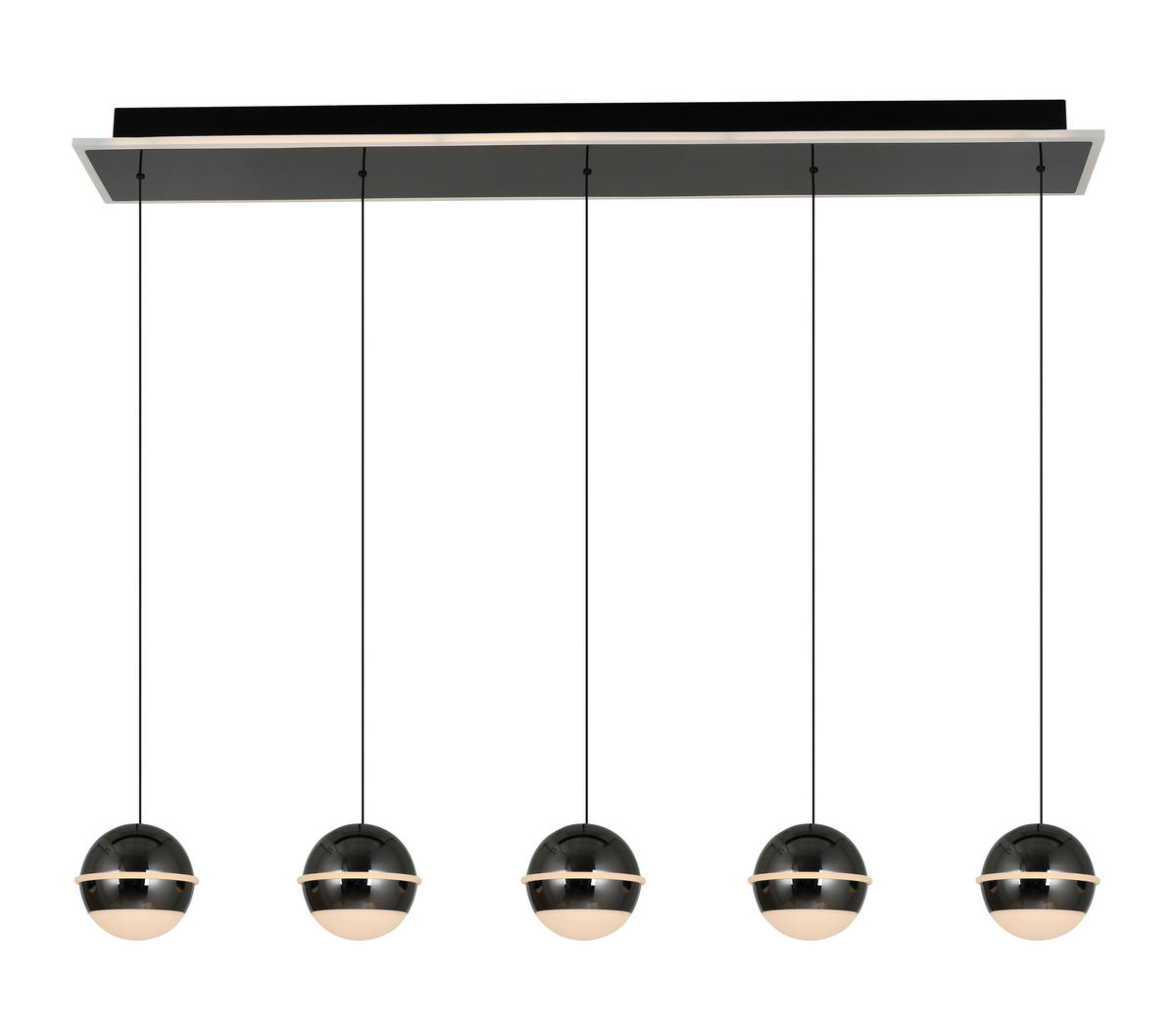 LED-HÄNGELEUCHTE Biarritz 95/150/15 cm  - Schwarzchrom, Design, Kunststoff/Metall (95/150/15cm)