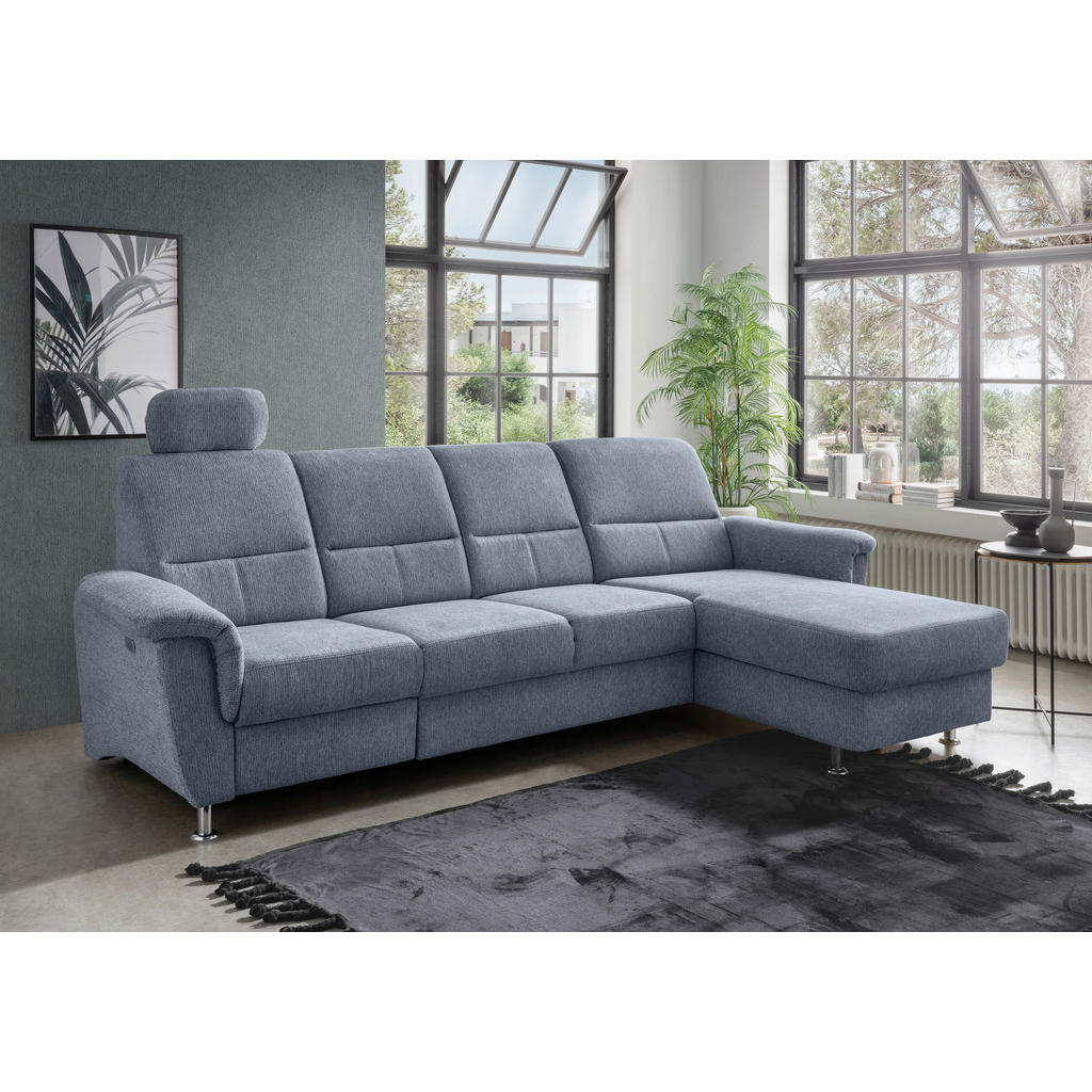 Thumbnail - Livetastic Ecksofa, Hellblau, Textil, Uni, 5-Sitzer, Ottomane rechts, L-Form, 292x165 cm, Made in EU, Relaxfunktion, sei...