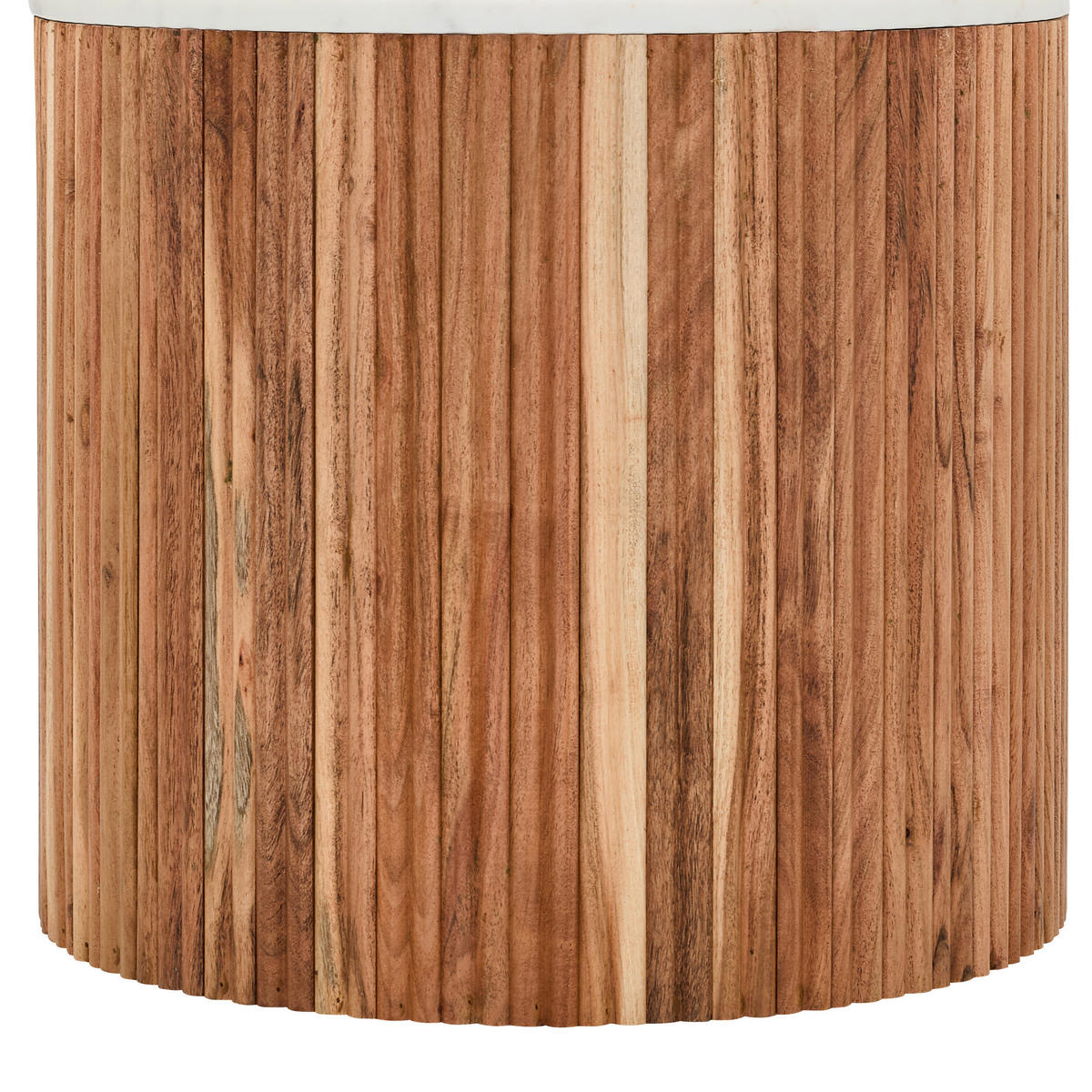 COUCHTISCH Akazie massiv rund Weiß, Akaziefarben  - Weiß/Akaziefarben, Design, Holz/Stein (50/45/50cm) - MID.YOU