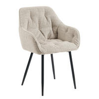 ARMLEHNSTUHL  in Eisen Flachgewebe  - Beige/Schwarz, MODERN, Textil/Metall (59,5/84/55,5cm) - home24
