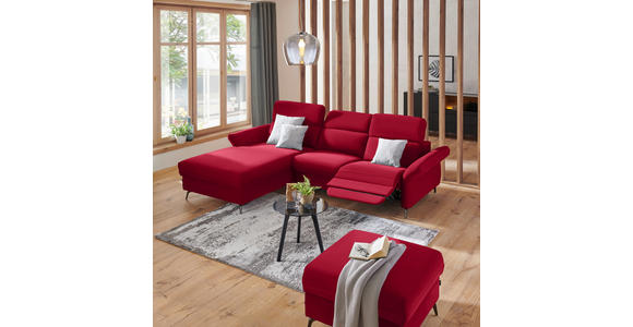 ECKSOFA in Echtleder Rot  - Rot/Schwarz, Natur, Leder/Metall (199/285cm) - Valnatura