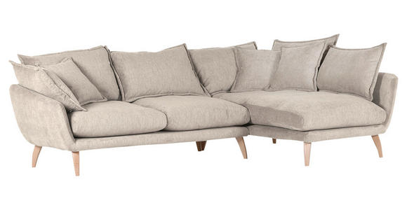 ECKSOFA in Mikrofaser Beige  - Beige/Buchefarben, Trend, Holz/Textil (267/170cm) - Ambia Home