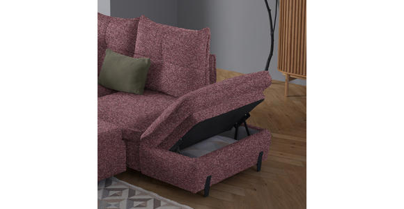 ECKSOFA in Bouclé Altrosa  - Schwarz/Altrosa, Design, Textil/Metall (250/220cm) - Xora