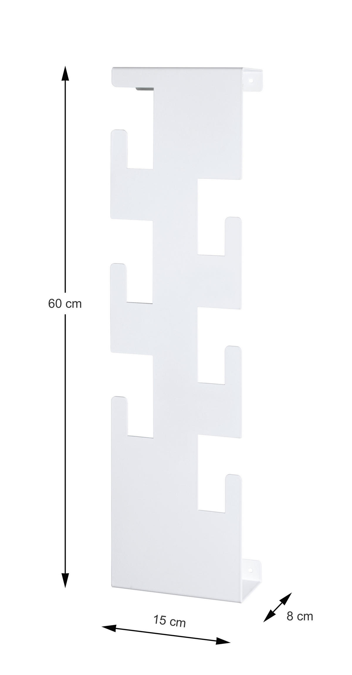 NÁSTĚNNÁ ŠATNA - bílá, Design, kov (15/60/8cm)
