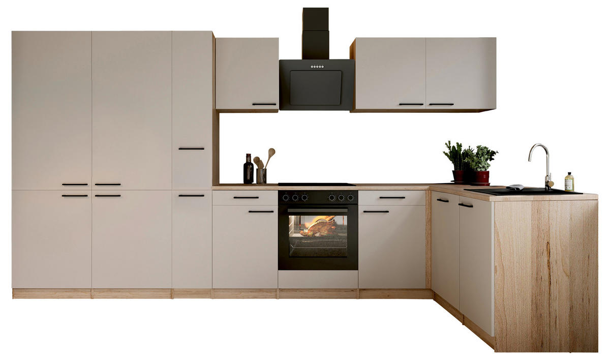 ECKKÜCHE Merle 370/172 cm  in Kaschmir  - Kaschmir/Eichefarben, Trend, Holzwerkstoff/Metall (370/172cm) - Respekta