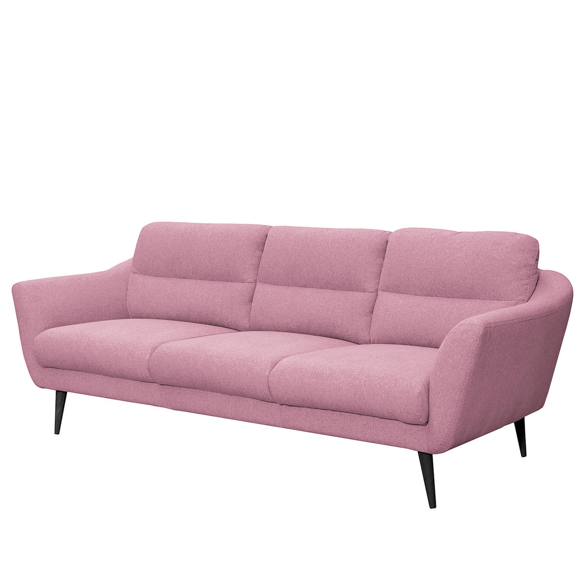 3-SITZER-SOFA in Webstoff Rosa  - Schwarz/Rosa, Design, Holz/Textil (209/87/88cm) - Livetastic