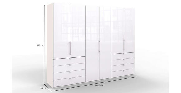 FALTTÜRENSCHRANK 300/236/58 cm 3-türig  - Chromfarben/Weiß, KONVENTIONELL, Glas/Holzwerkstoff (300/236/58cm) - Venda