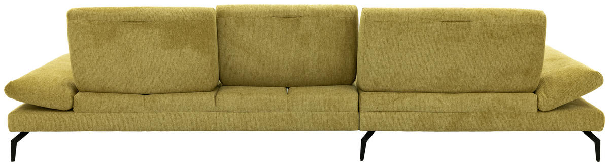 ECKSOFA Hellgelb Struktur Rücken echt  - Hellgelb/Schwarz, Design, Textil/Metall (203/340cm) - Chilliano