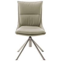 STUHL drehbar beschichtet Edelstahlfarben, Cappuccino  - Edelstahlfarben/Cappuccino, Design, Textil/Metall (49/90/65cm) - Novel