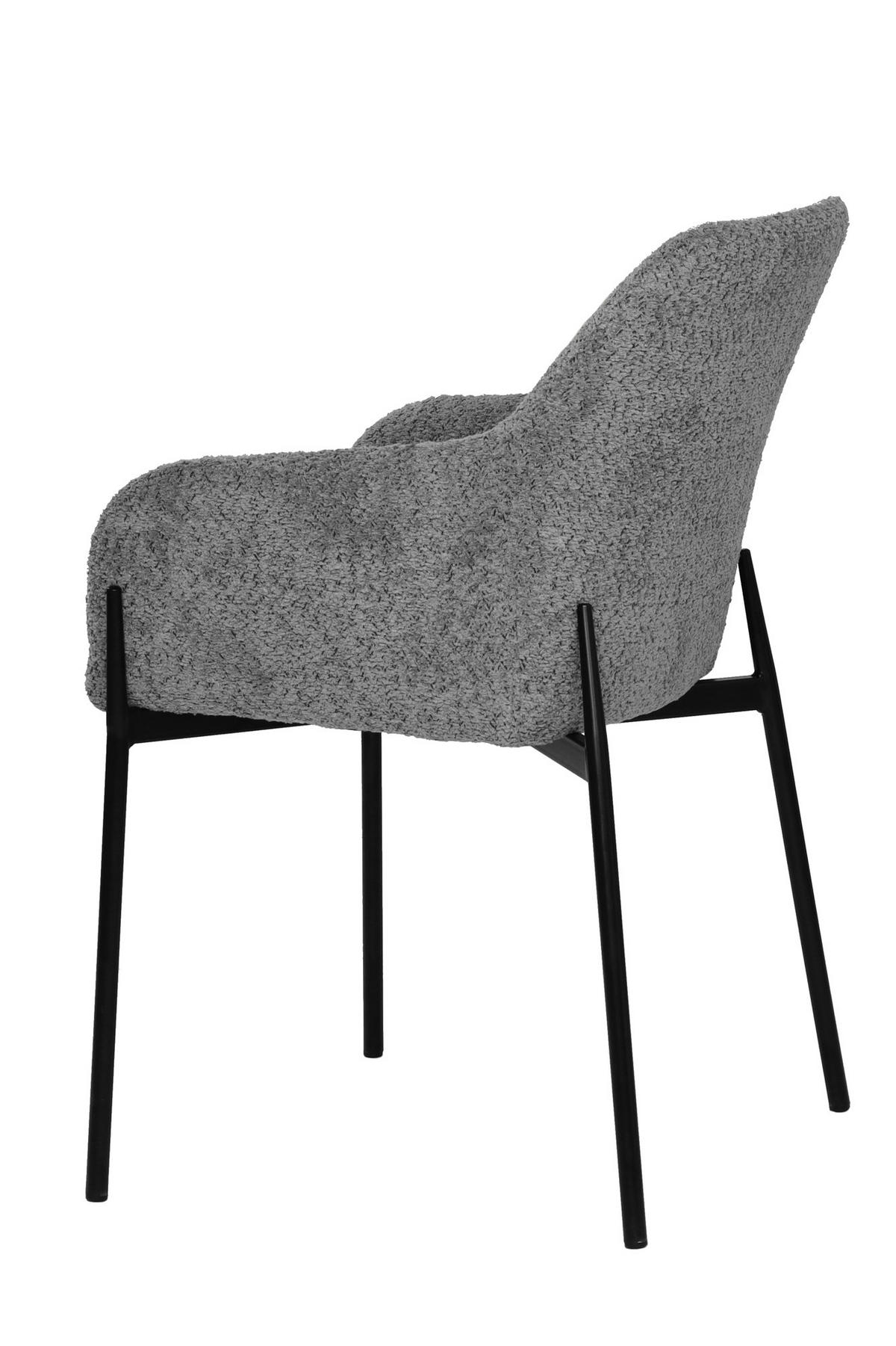 ARMLEHNSTUHL-SET 2 Stück  in Bouclé  - Schwarz/Grau, MODERN, Textil/Metall (63/79/51cm) - MID.YOU
