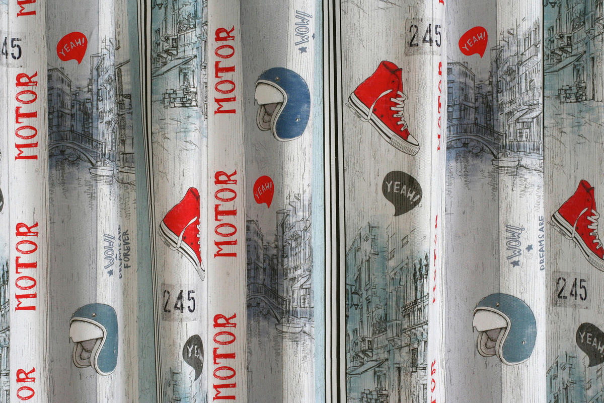 Material Textil Decorativ obscuritate  - roșu/gri, Basics, textil (140cm)