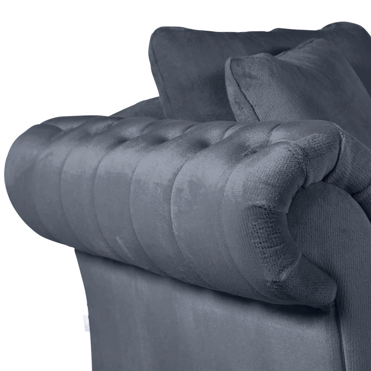 BIG SOFFA i plysch petrol  - furufärgad/petrol, Trend, trä/textil (273/85/110cm) - MID.YOU