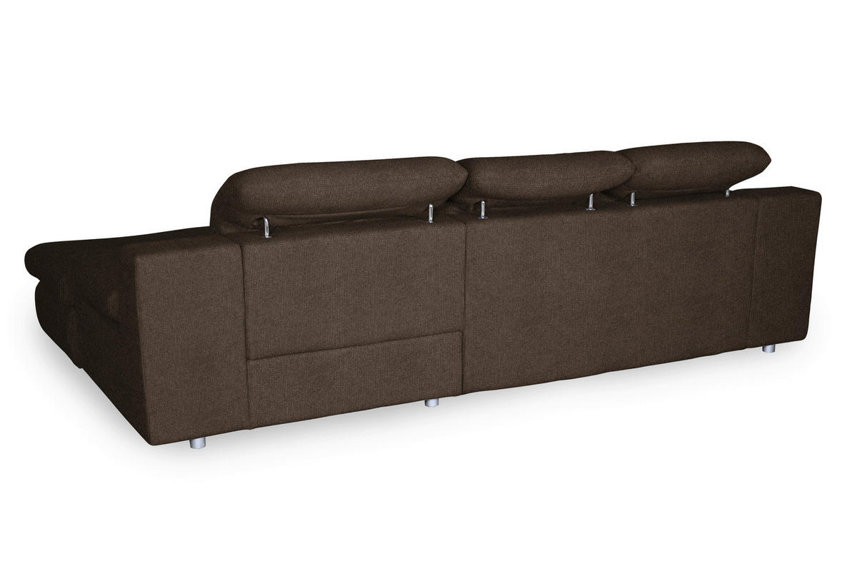 ECKSOFA in Chenille Braun  - Chromfarben/Braun, Design, Textil/Metall (286/165cm) - Livetastic