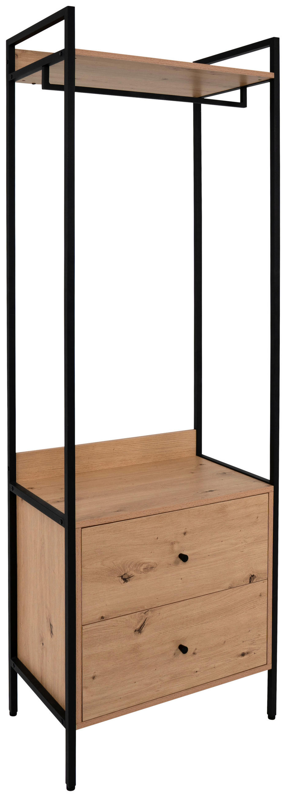 Garderobe Dhaka 64/190/40 cm  - Schwarz, Modern, Holzwerkstoff/Metall (64/190/40cm) - Livetastic