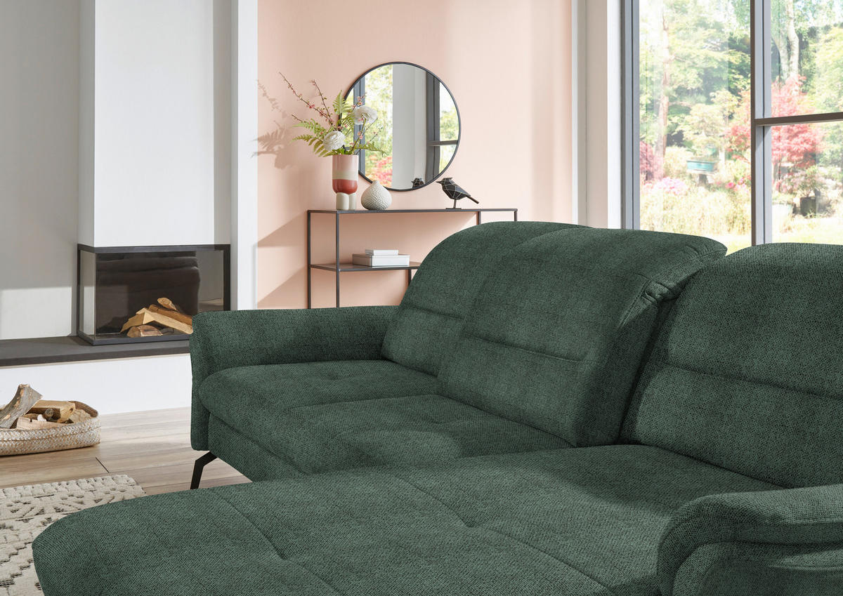 ECKSOFA in Flachgewebe Dunkelgrün  - Dunkelgrün/Schwarz, Konventionell, Textil/Metall (260/181cm) - Beldomo Speed