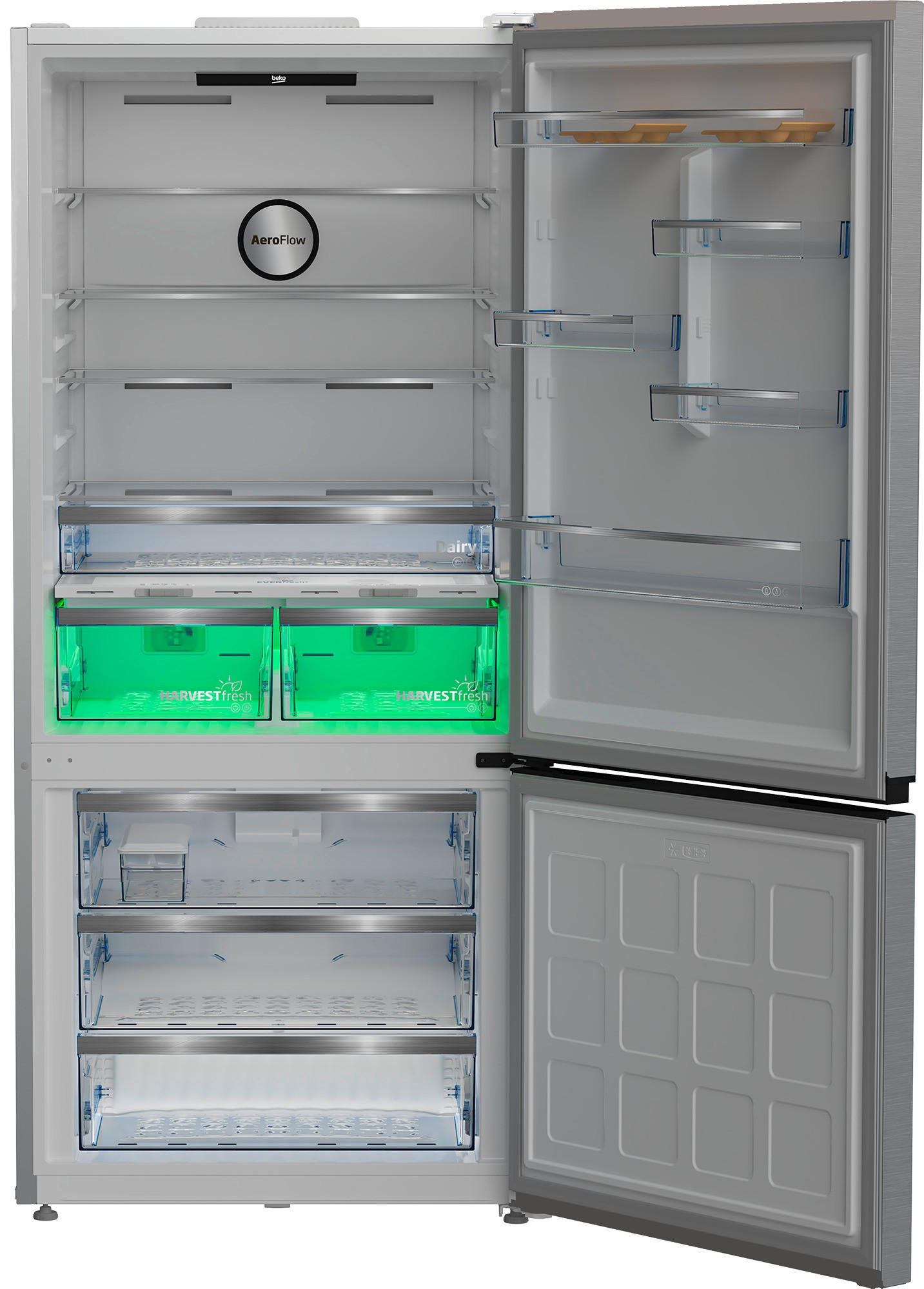 KÜHL-GEFRIER-KOMBINATION B5RCNE615ZXP  - Edelstahlfarben, Basics, Metall (76/193/83cm) - Beko