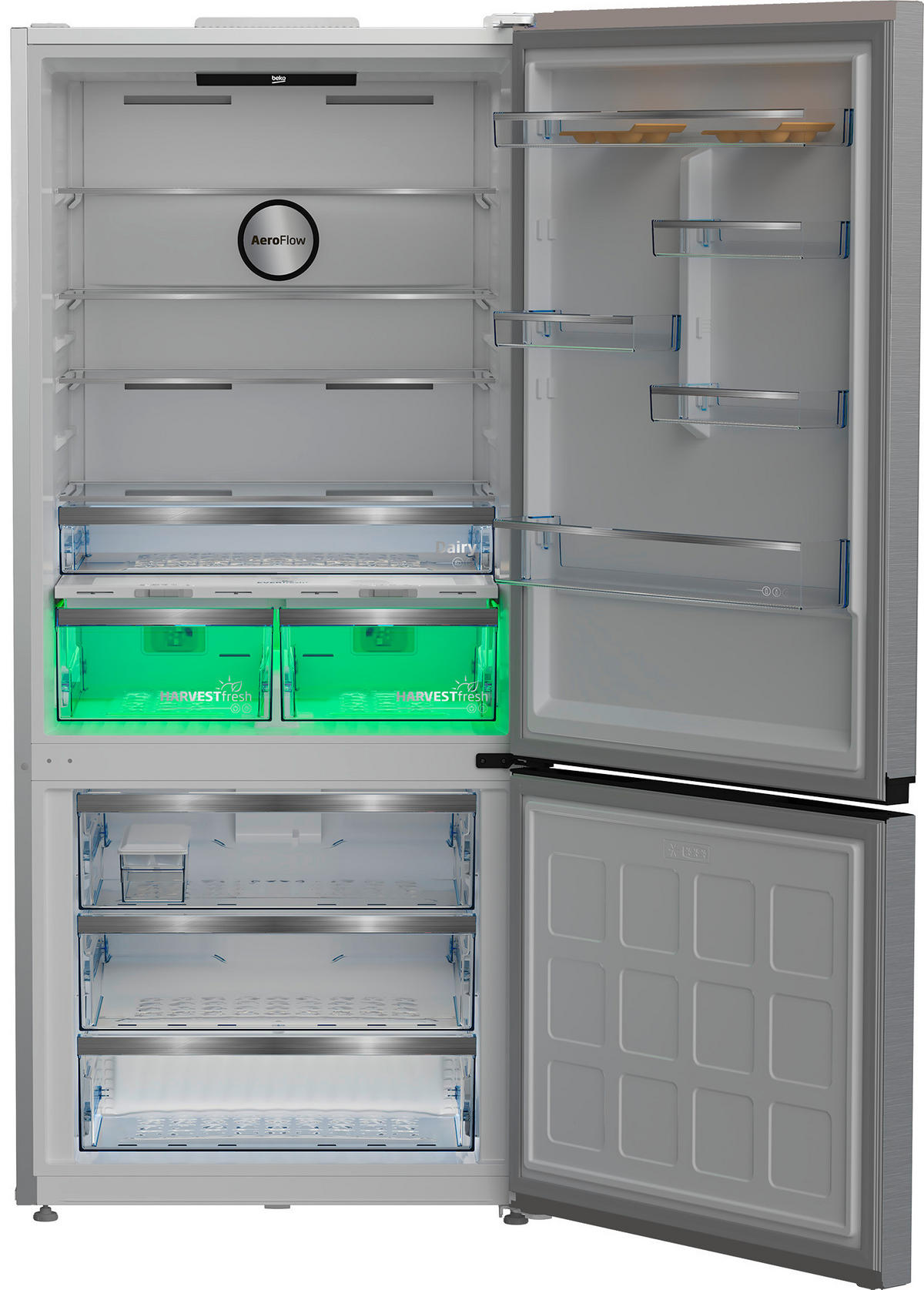 KÜHL-GEFRIER-KOMBINATION B5RCNE615ZXP  - Edelstahlfarben, Basics, Metall (76/193/83cm) - Beko