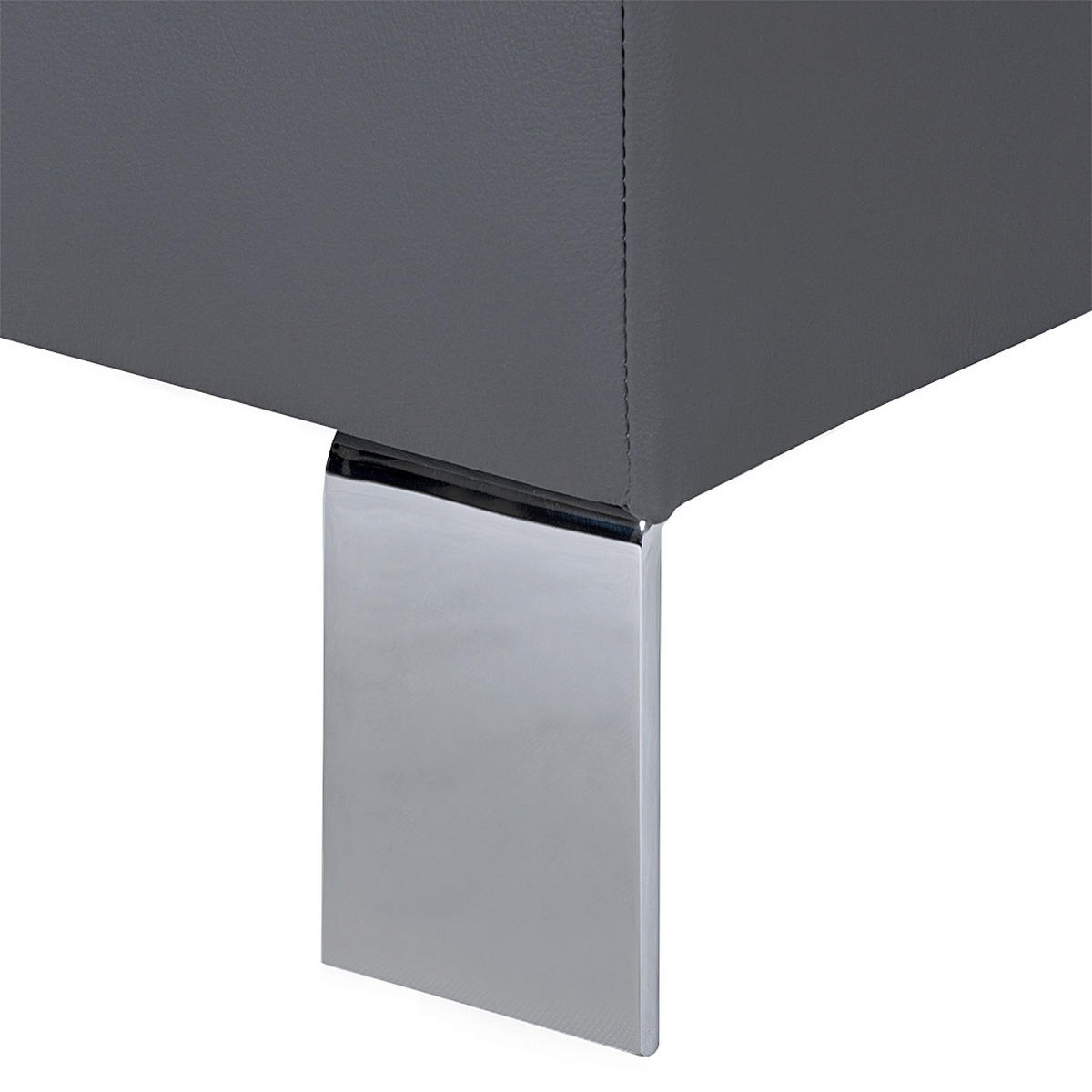 HOCKER Leder Anthrazit  - Chromfarben/Anthrazit, Design, Leder/Metall (91/44/57cm) - Livetastic