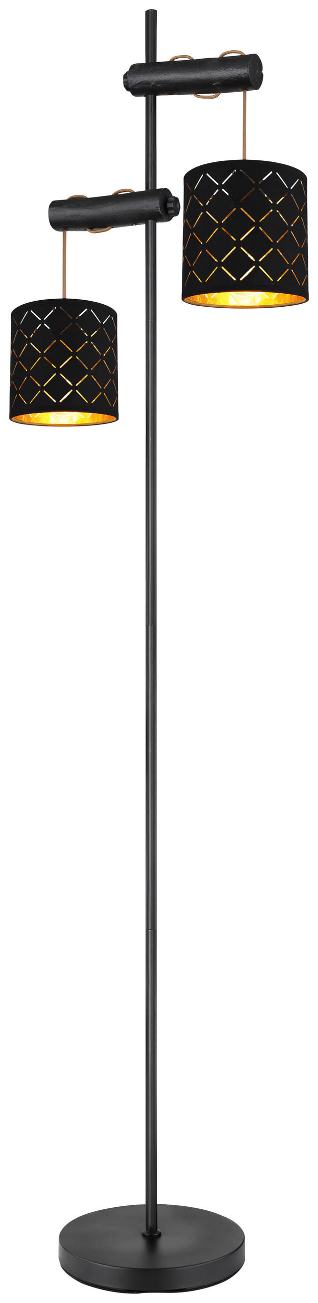 STOJEČA SVETILKA     41/23/150 cm          - zlate barve/črna, Basics, kovina/tekstil (41/23/150cm) - Globo