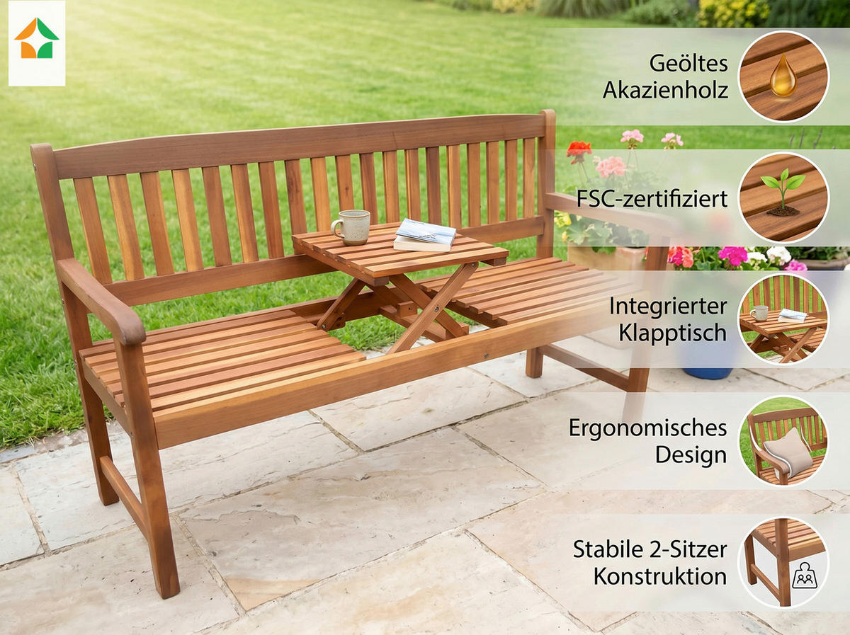 ZÁHRADNÁ LAVICA, akácia, drevo - farba akácie, Basics, drevo (153/57/88cm) - Prestige Home