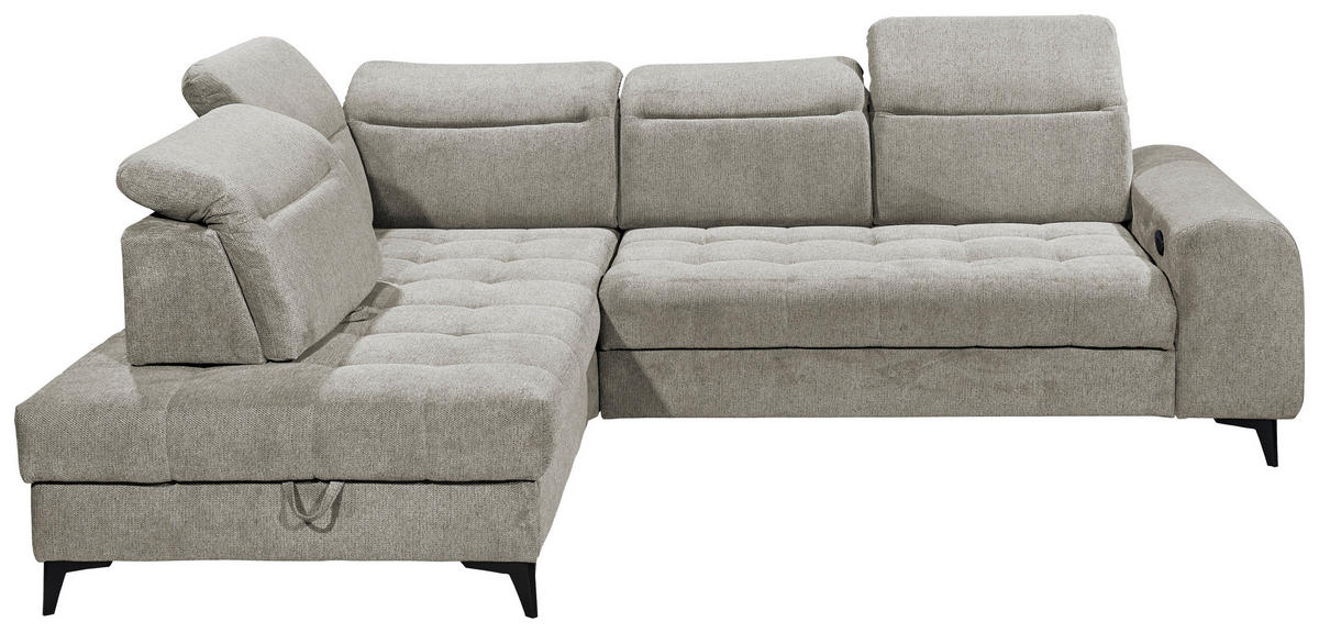 ECKSOFA in Webstoff Taupe  - Taupe/Schwarz, Konventionell, Kunststoff/Textil (200/282cm) - MID.YOU