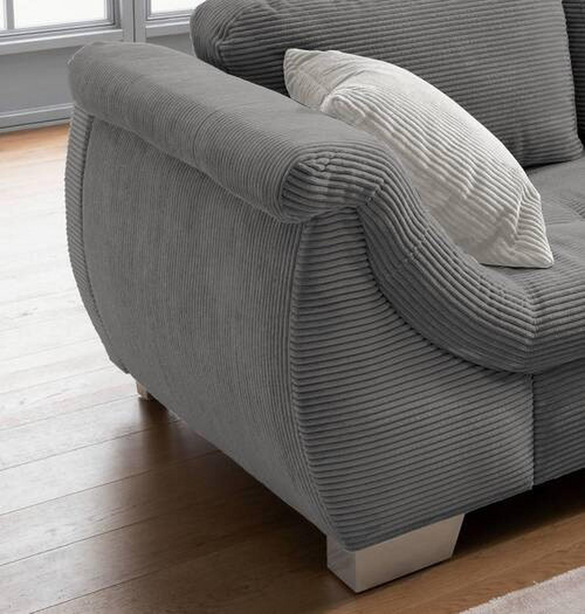 KUTNA GARNITURA tekstil  siva   - srebrne boje/siva, Design, tekstil/drvo (250/190cm) - MID.YOU
