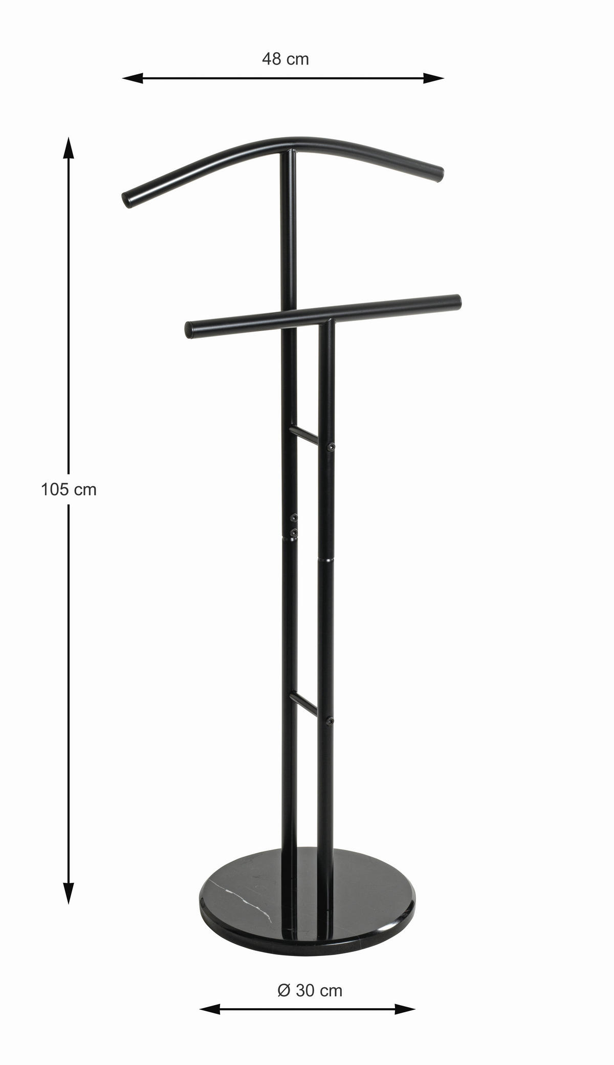 HERRENDIENER in Schwarz 48/105/30 cm   - Schwarz, Basics, Stein/Metall (48/105/30cm)