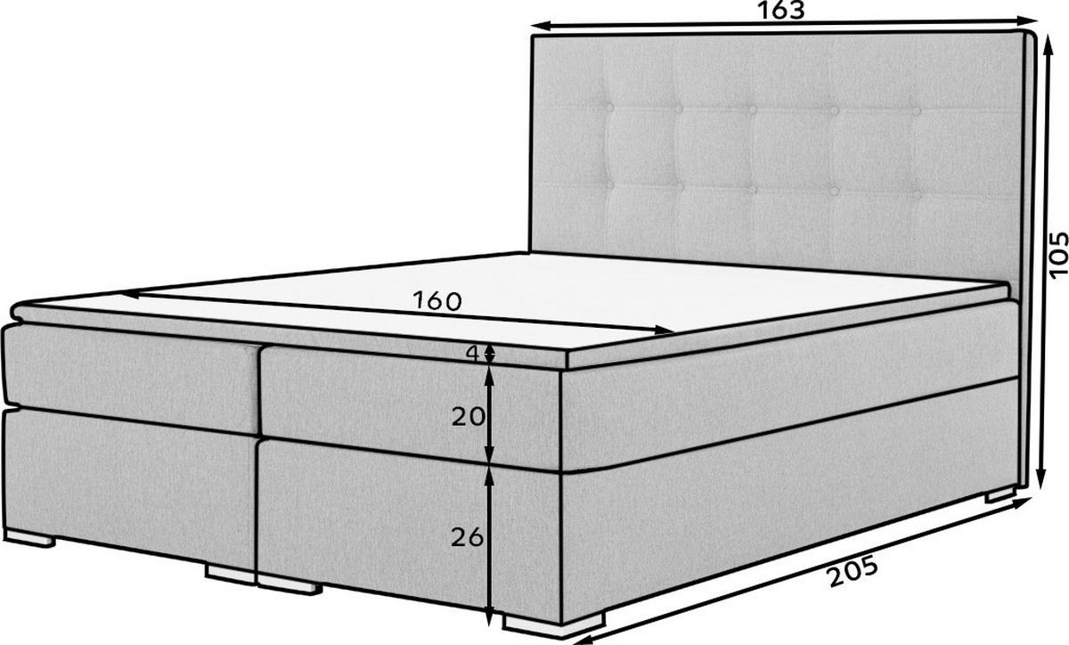BOXBETT 160/200 cm  in Grau  - Silberfarben/Grau, MODERN, Textil (160/200cm) - MID.YOU