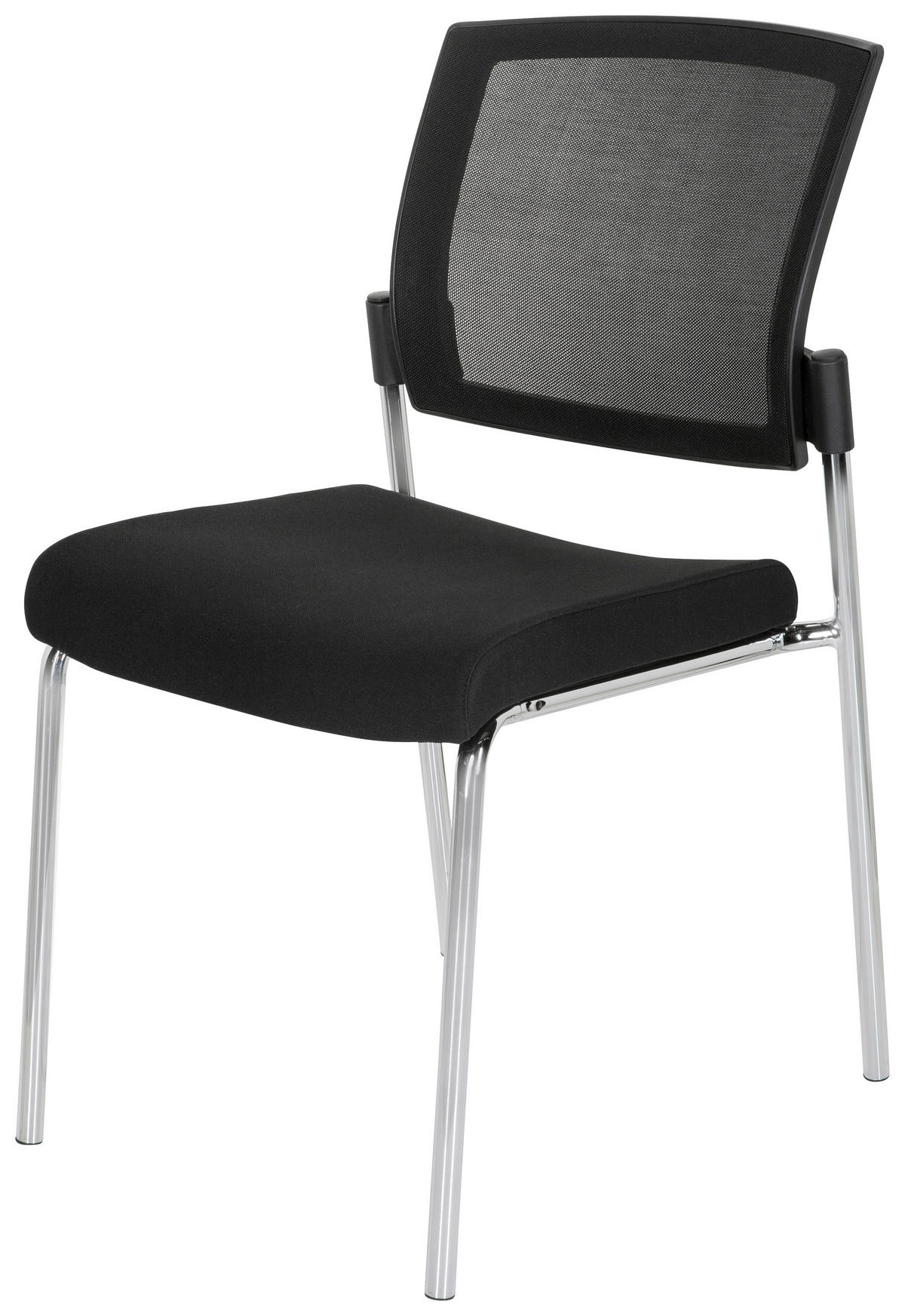 BESUCHERSTUHL Schwarz  - Chromfarben/Schwarz, MODERN, Textil/Metall (48/90/58cm) - MID.YOU