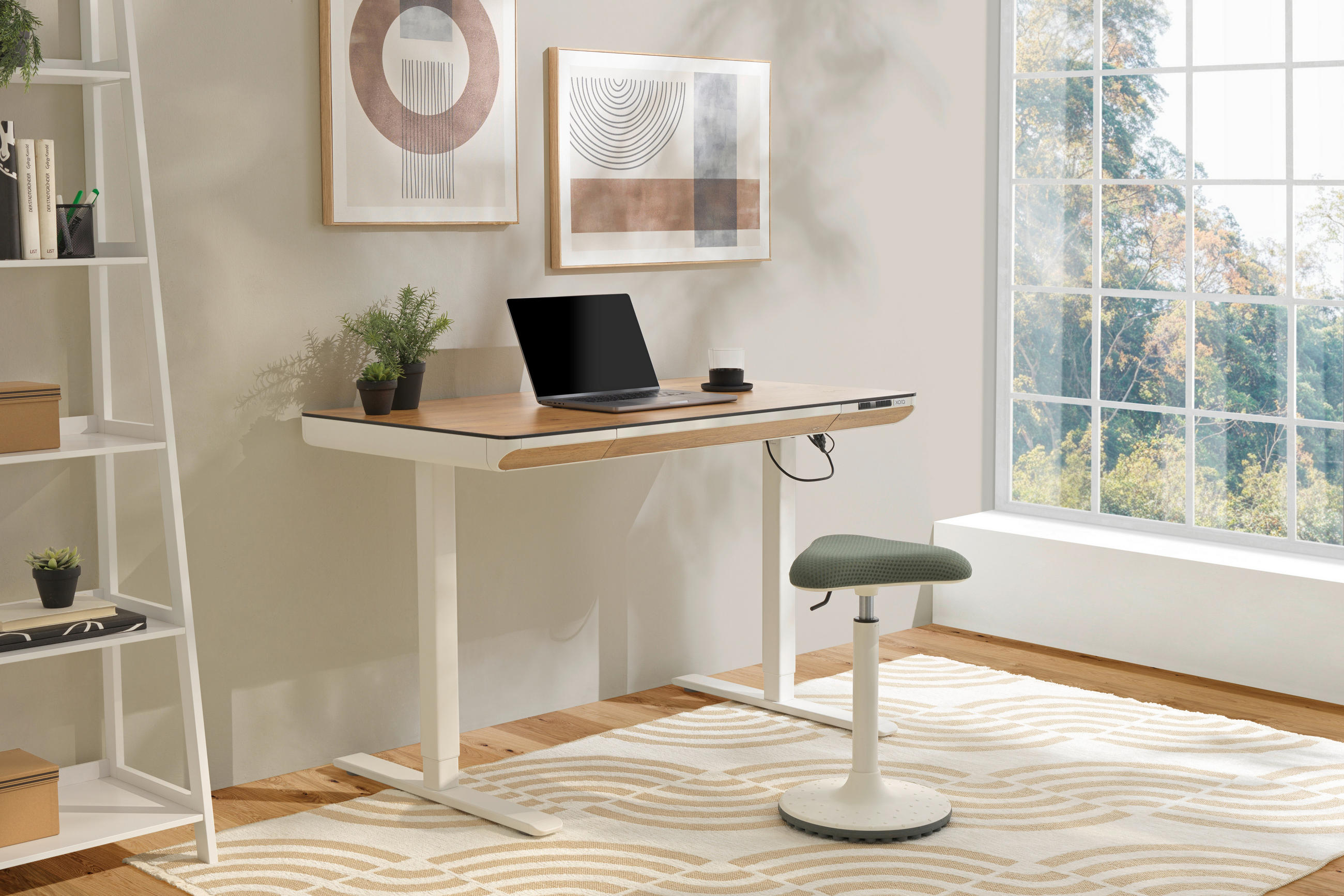 SKRIVBORD 120/70/73-118 cm  i vit, ek Artisan  - vit/ek Artisan, Klassisk, metall/trämaterial (120/70/73-118cm) - Xora