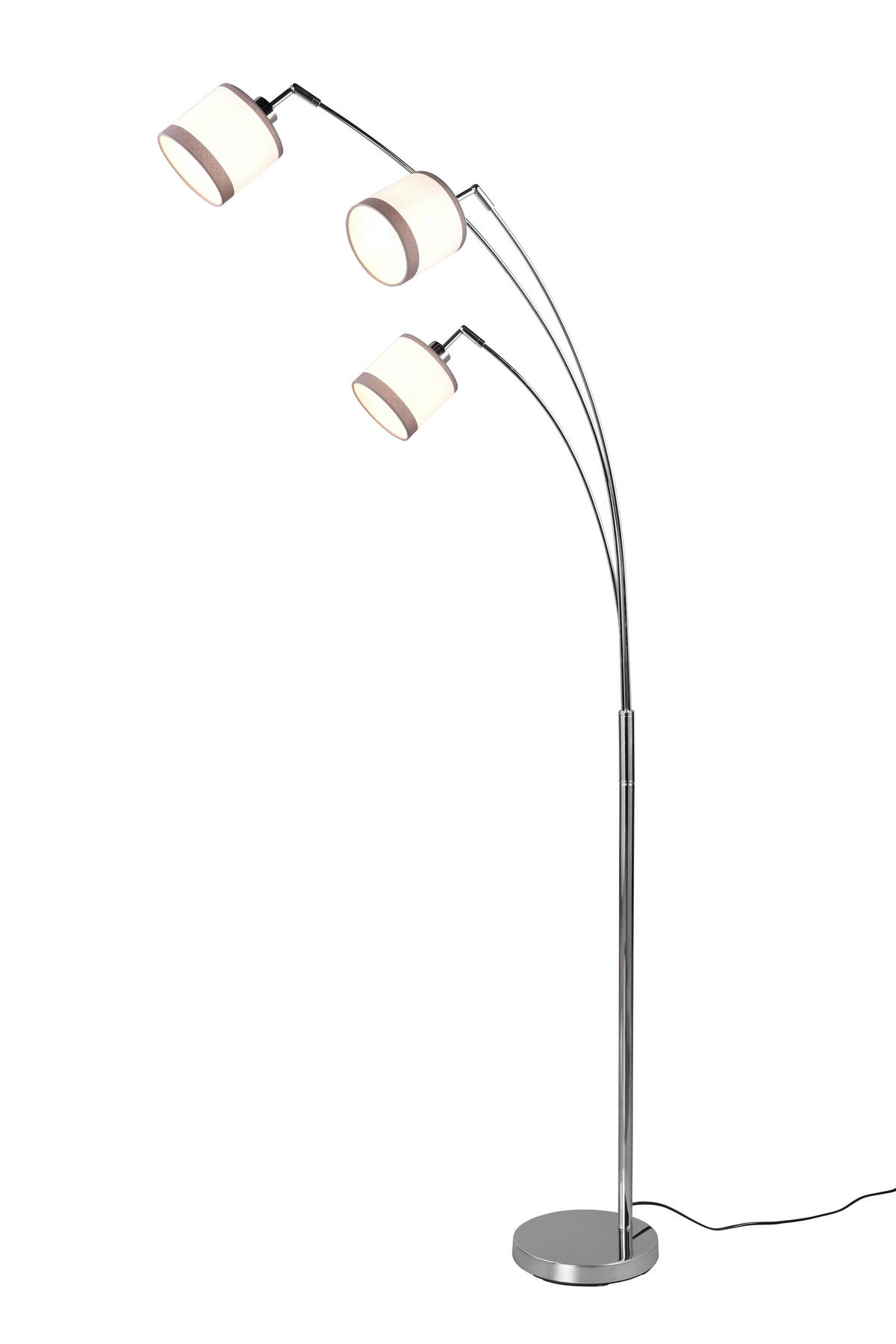 STEHLEUCHTE - Chromfarben/Weiss, Basics, Textil/Metall (12/185cm)