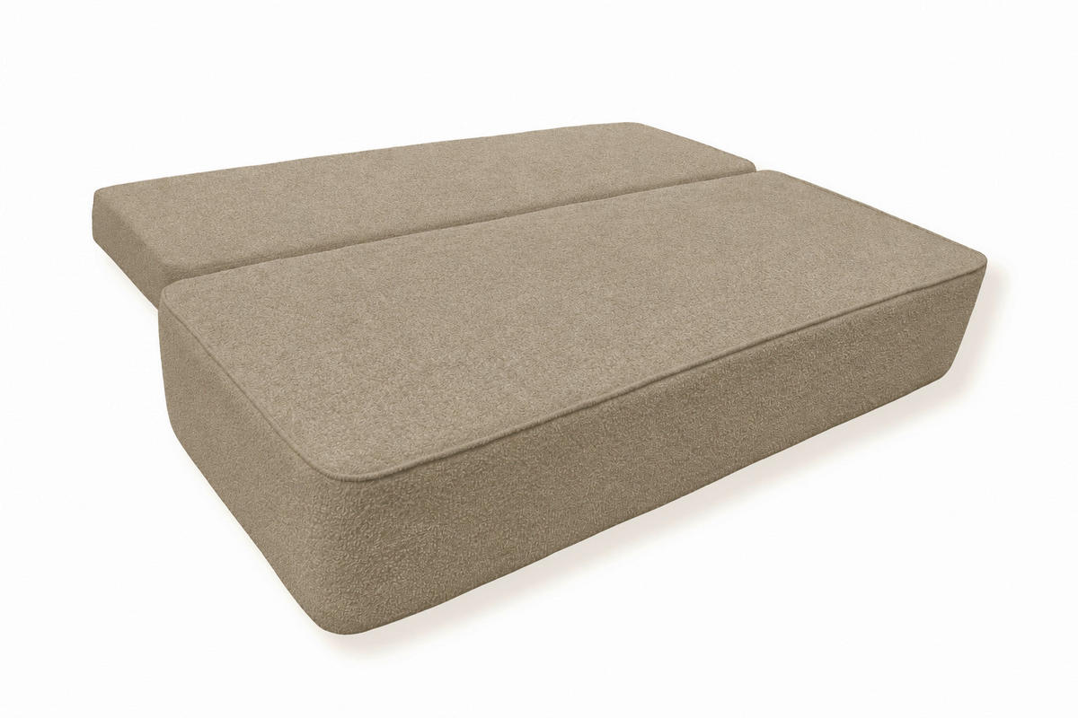 SCHLAFSOFA FREDO Bouclé Hellbraun  inkl.  - Hellbraun/Schwarz, Design, Kunststoff/Textil (212/93/100cm) - MID.YOU