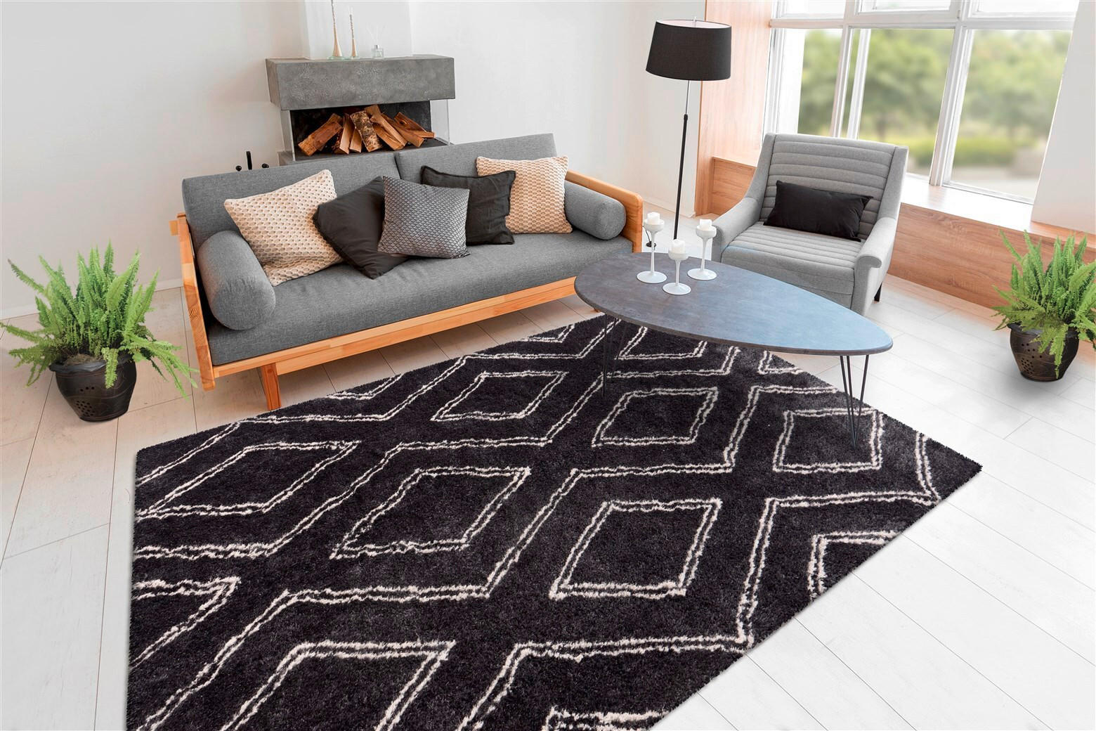 HOCHFLORTEPPICH 120/170 cm Orlando 225 Anthrazit Anthrazit  - Anthrazit, KONVENTIONELL, Textil (120/170cm)