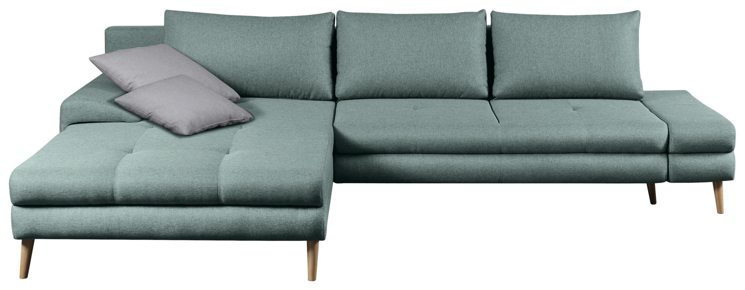 ECKSOFA in Webstoff Hellblau  - Erlefarben/Naturfarben, Trend, Textil (313/215cm) - MID.YOU
