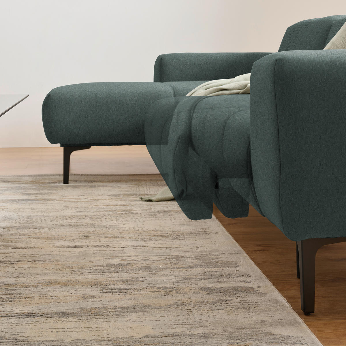 ECKSOFA in Chenille Waldgrün  - Waldgrün/Schwarz, Design, Textil/Metall (167/311cm) - Xora