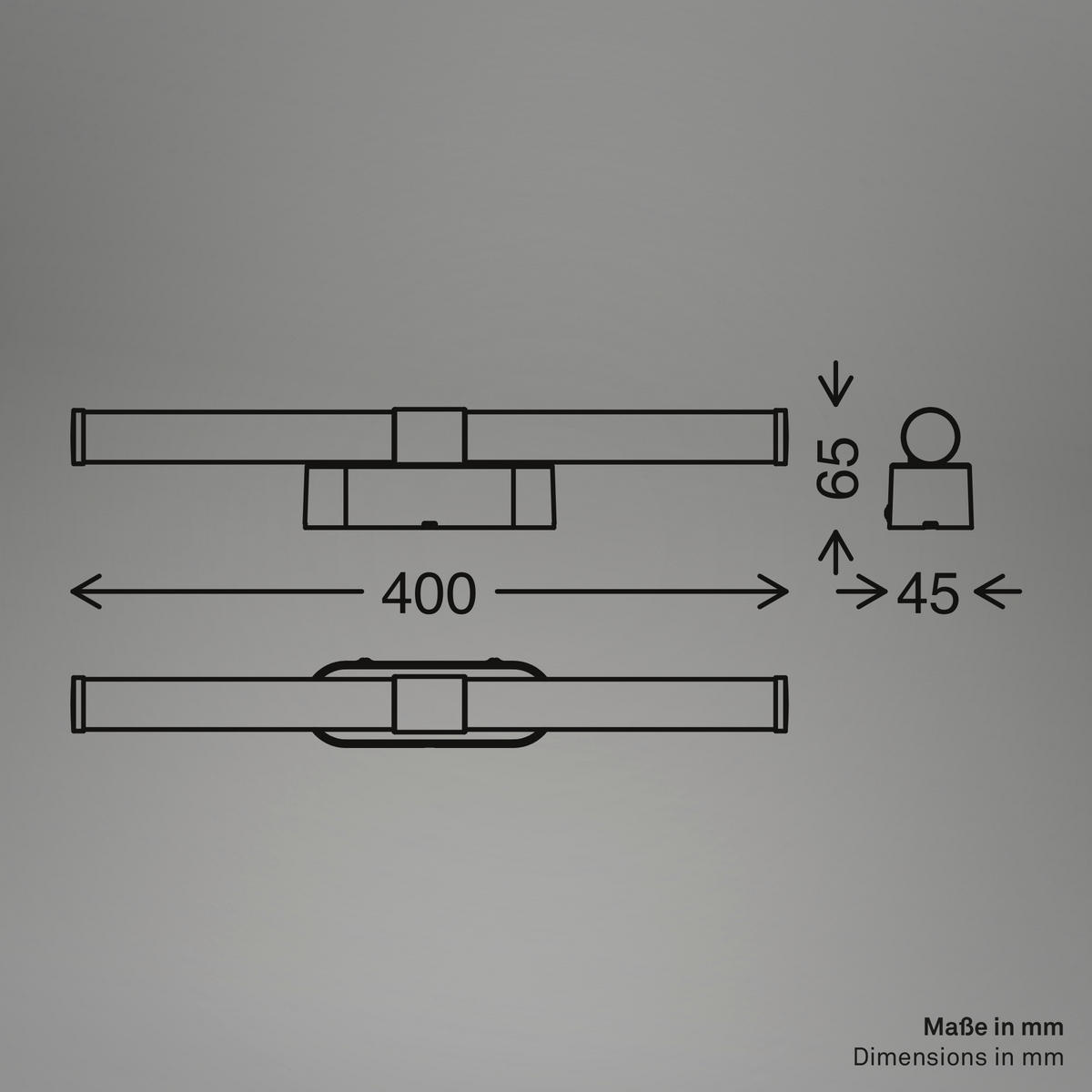 FÜRDŐSZOBAI FALILÁMPA - fekete, Basics, műanyag/fa (40/6,5/4,5cm)