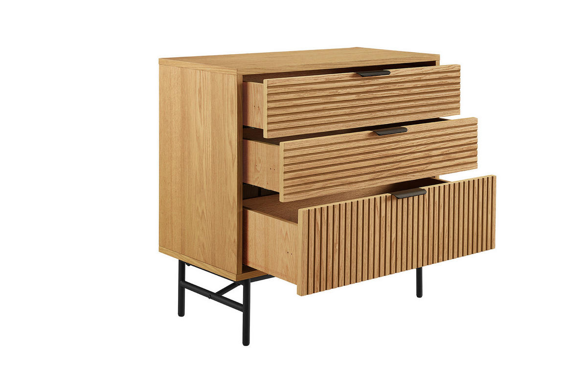KOMMODE  in 80/80/40 cm  - Eichefarben/Schwarz, Design, Holz/Holzwerkstoff (80/80/40cm) - Livetastic