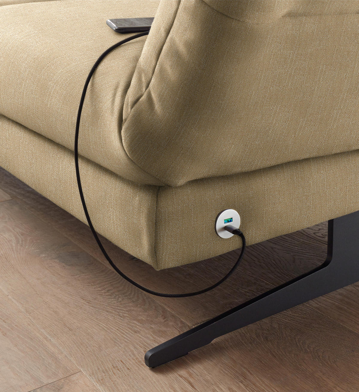ECKSOFA in Flachgewebe Senfgelb  - Senfgelb/Schwarz, Design, Textil/Metall (176-217/279-327cm) - Dieter Knoll